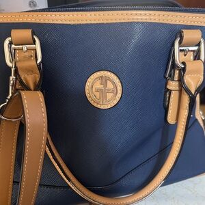Giani Bernini Navy and Tan Mini Bag